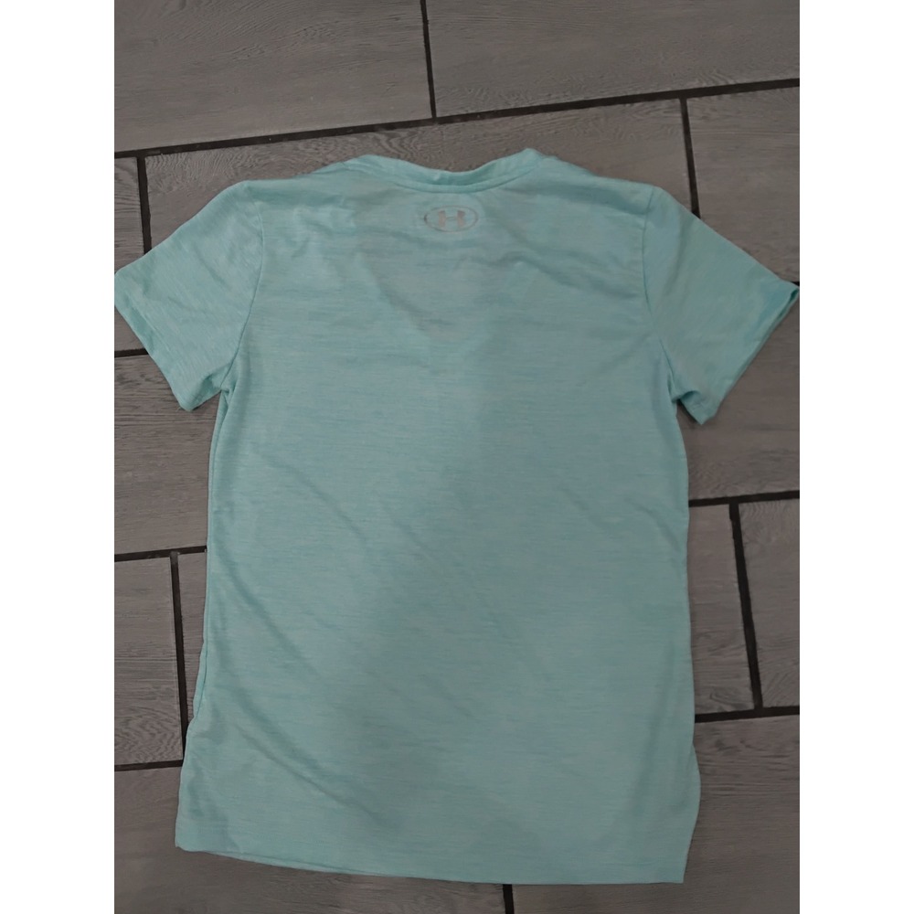 Under Armour HeatGear Teal Blue V Neck T Shirt Women's Small Athletic Sporty - Picture 3 of 3